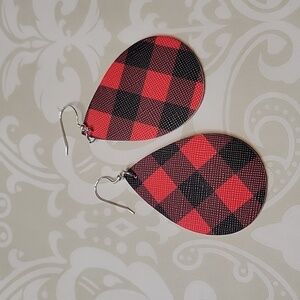 Red and Black Buffalo Plaid Earrings